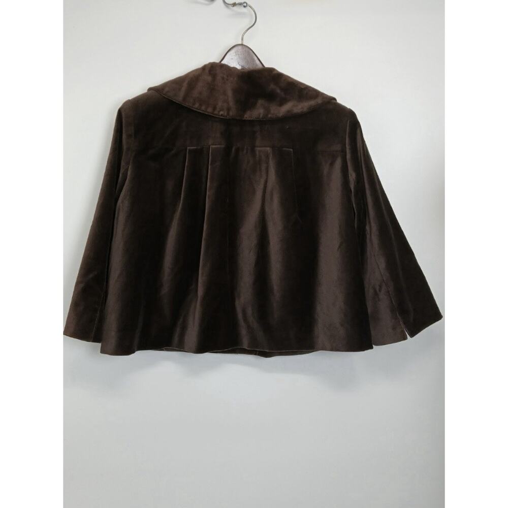 New York & Co Womens Sz Large Brown Velvet Retro Swing Short Jacket 3/4 Sleeve - Picture 5 of 10